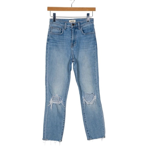 L'AGENCE Highline Highrise Desert Light Destruct Fray Hem Grunge Skinny Jeans 25 - Picture 2 of 9